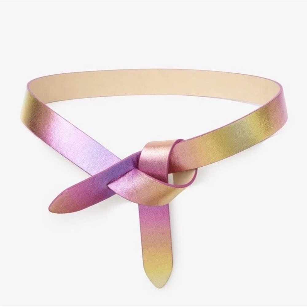 Isabel Marant Lecce Knotted Metallic Pink Ombre Lamb Leather Wrap Belt Lrg FLAW